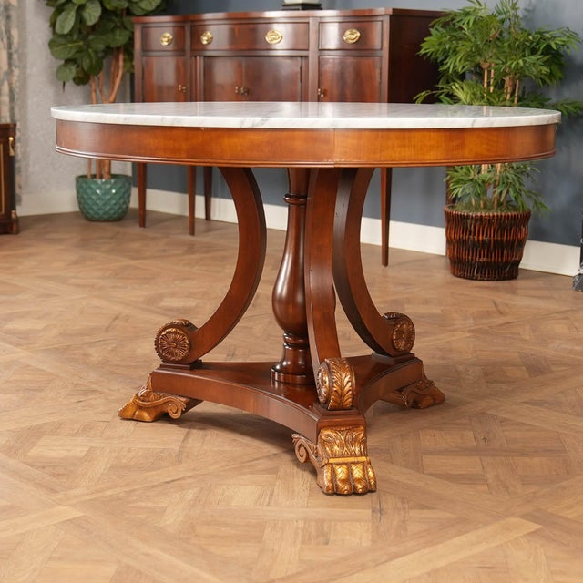1990s Vintage Marble Top Center Table For Sale - Image 5 of 8