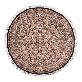1990's Pak-Persian Black/Grey Wool Round Rug- 7'11'' X 8'0'' For Sale
