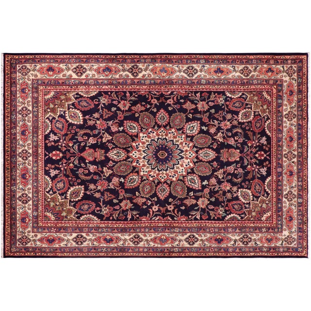 Blue Antique Ardbeel Blue/Beige Wool Rug - 6'11'' X 10'5'' For Sale - Image 8 of 10