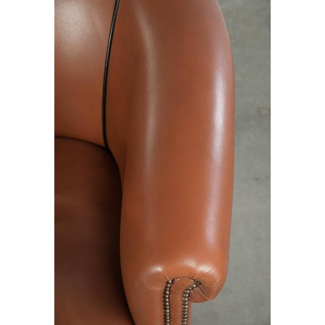 Brown English Cowhide Leather Club Armchair For Sale - Image 8 of 14