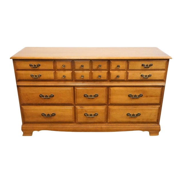 American Garrison Furniture Solid Hard Rock Maple Colonial Early American 58" Triple Dresser 1858 For Sale - Image 3 of 13