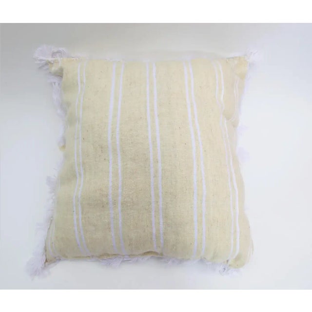Boho Chic Boho Chic Moroccan Wool White Wedding Pillow, a Pair For Sale - Image 3 of 7