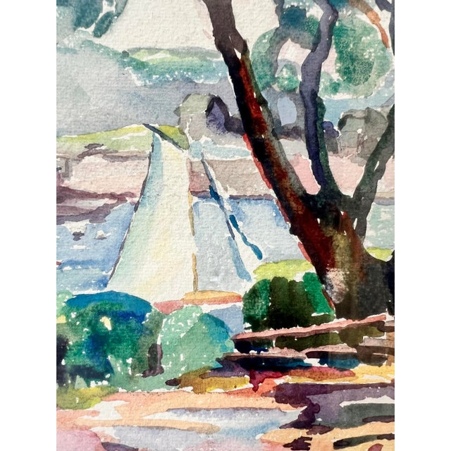 Paint Landscape and Sailboat Scene Watercolor Painting- Framed For Sale - Image 7 of 11