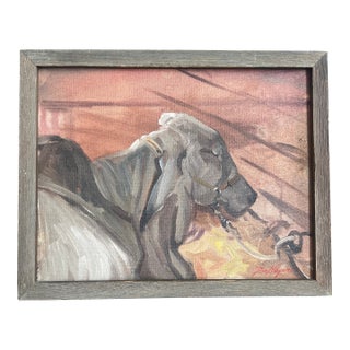 1980’s Original Impressionist Rustic Sleeping Calf Painting For Sale