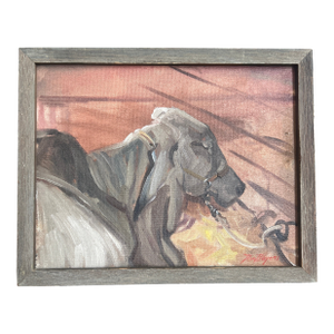 1980’s Original Impressionist Rustic Sleeping Calf Painting