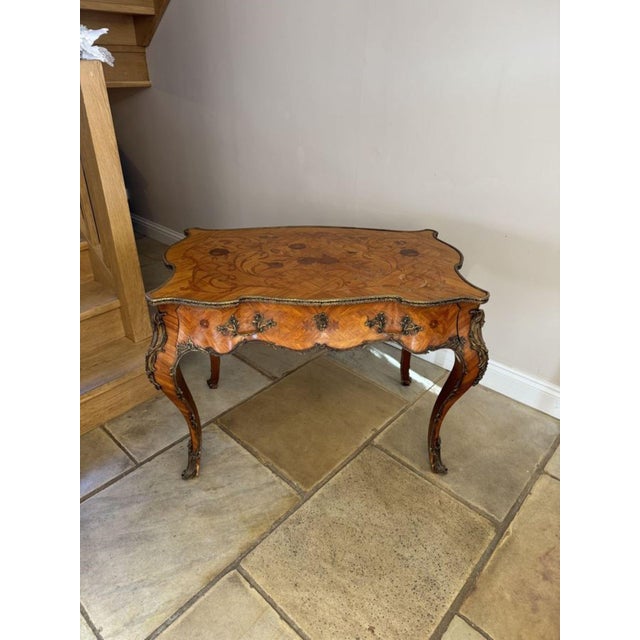 Antique French Freestanding Kingwood Marquetry Inlaid Centre Table, 1880s For Sale - Image 13 of 13