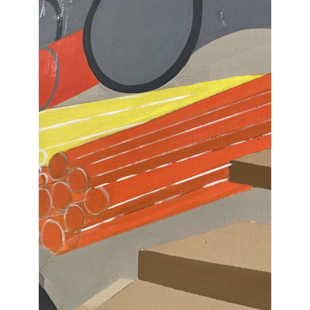 Abstract Construction Site, 1960s, Canvas Painting For Sale - Image 9 of 18