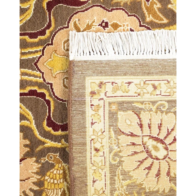 2000 - 2009 Mogul, One-of-a-Kind Hand-Knotted Area Rug in Green, 4' 7" x 7' 2" For Sale - Image 5 of 8