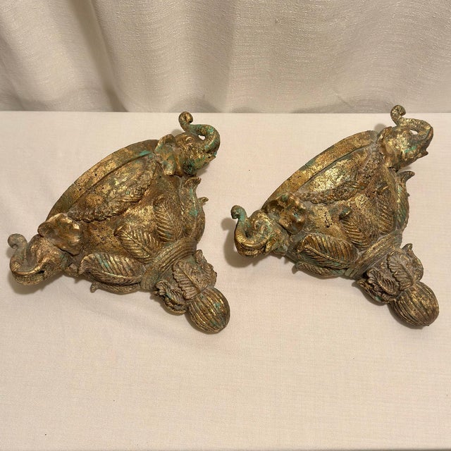 Metal Late 20th Century Hollywood Regency Elephant Sconces Styled After Gampel-Stoll - A Pair For Sale - Image 7 of 12