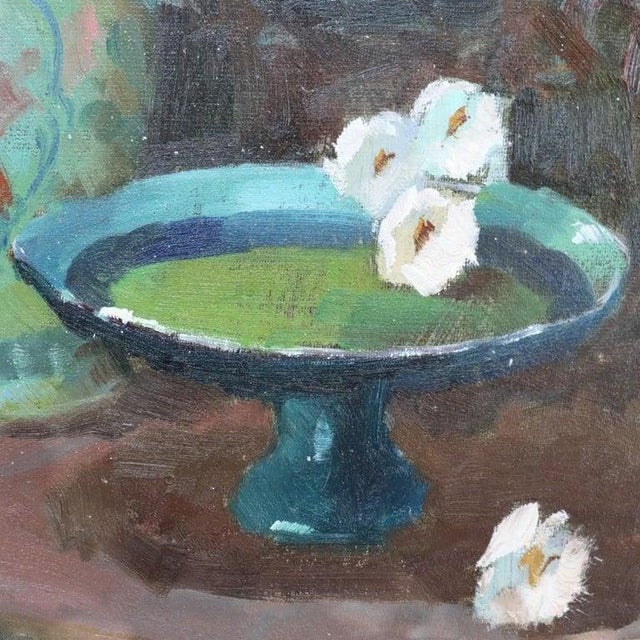 Vintage Oil on Canvas Floral Still Life Painting of Garden Roses C1960 For Sale - Image 6 of 14