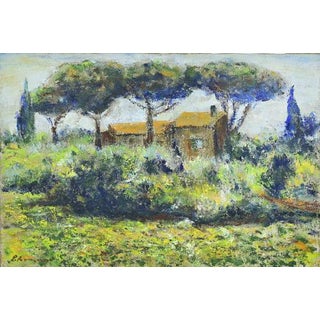 Pino Romanò, Countryside, 1990s, Oil Painting on Canvas For Sale