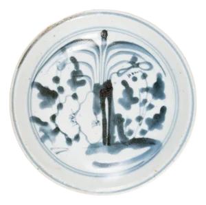 Chinese Blue & White Lotus Dish, C. 1900