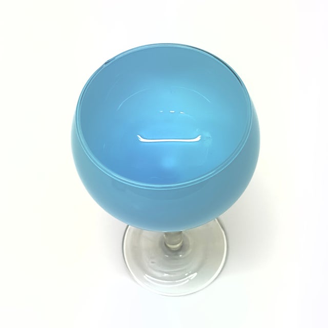 Mixed Blue & Green Cased Glass Stemware Curation - Group of 6 For Sale - Image 11 of 13