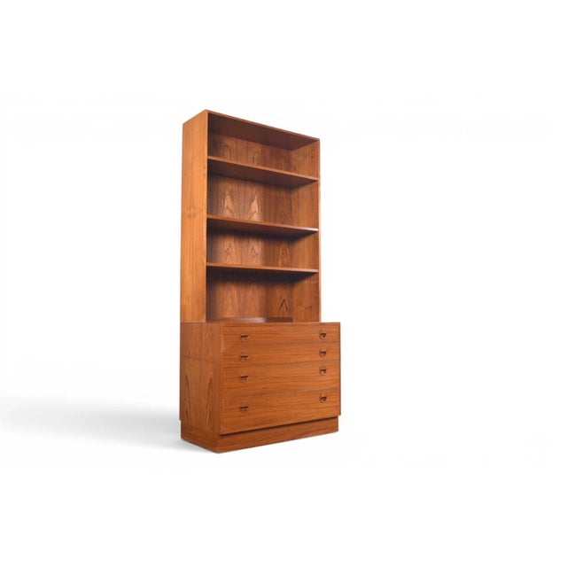 Brown Danish Modern Four Drawer Chest With Bookcase Hutch | Danish Modern 1960s For Sale - Image 8 of 8