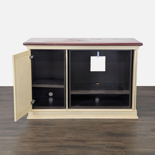 Transitional Botanical Hand Painted Media Cabinet For Sale - Image 3 of 12