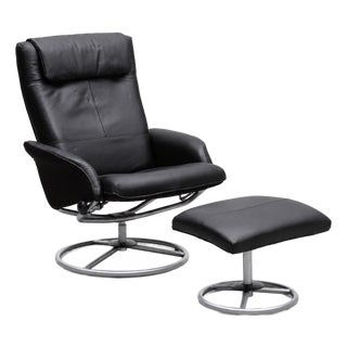 Set of Leather Swivel Armchair and Ottoman from Ikea, 2010s For Sale