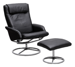 Set of Leather Swivel Armchair and Ottoman from Ikea, 2010s