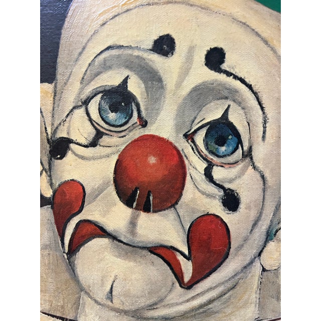 Vintage Red Skelton Clown Portrait Painting Print, Canvas on Wood, 1972 For Sale - Image 4 of 12