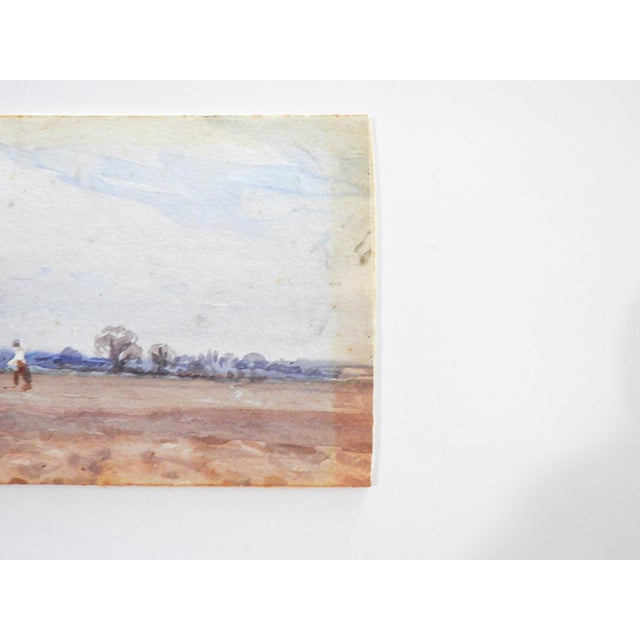 Early 20th Century Small Early 20th Century English Pastoral Landscape With Horses Watercolor Painting For Sale - Image 5 of 7