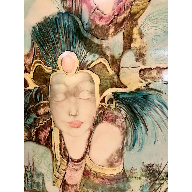 Surrealism Balinese Spiritual Figures in a Surreal Painting by Indonesian Artist Kartika For Sale - Image 3 of 9