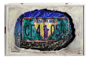Konstantin Bokov, Liberty New York, Found Art Collage, Signed and Dated