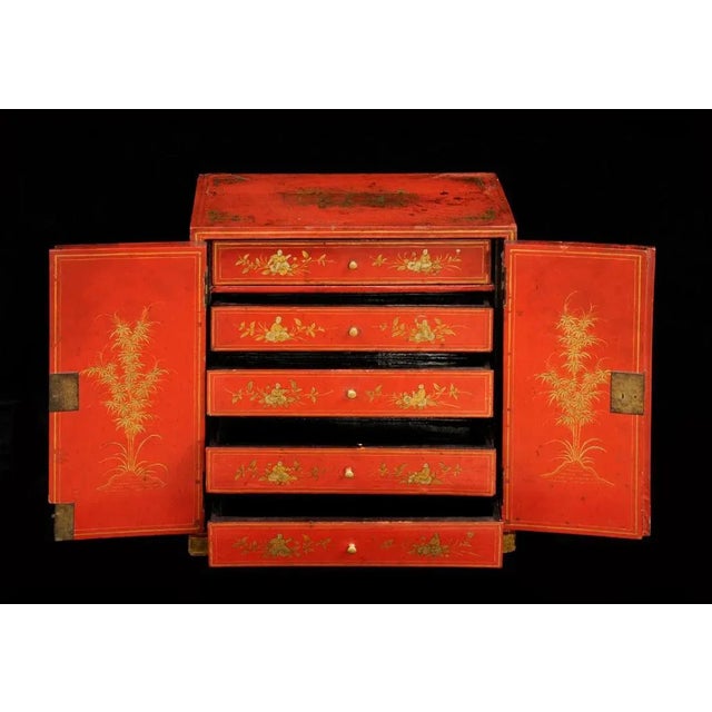 Wood Chinese Export Miniature Cabinet Jewelry Box For Sale - Image 7 of 11