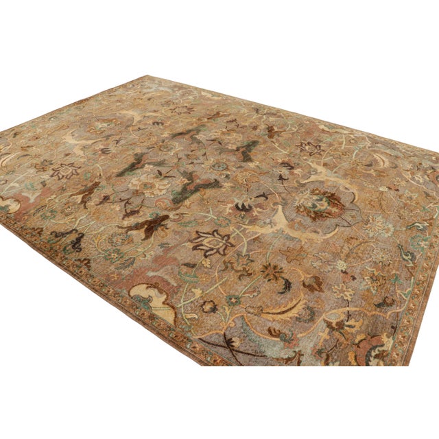 Rug & Kilim Rug & Kilim’s Polonaise Style Rug in Beige-Brown With Floral Patterns For Sale - Image 4 of 8