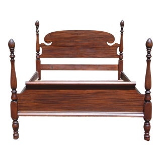 Vintage Federal Style Mahogany Pineapple 1/2 Poster Full Double Size Bed Frame For Sale