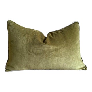 French Cotton Velvet Lumbar Pillow With Jute Trim For Sale