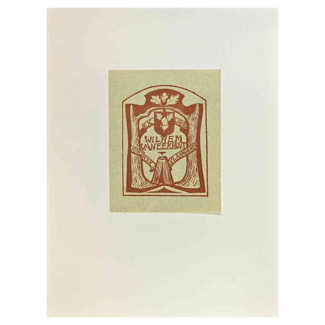 Ex Libris: Wilhem Vaneekhout, Woodcut, Mid-20th Century For Sale