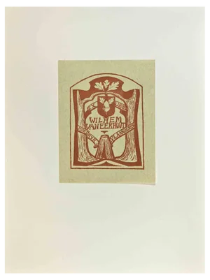 Ex Libris: Wilhem Vaneekhout, Woodcut, Mid-20th Century