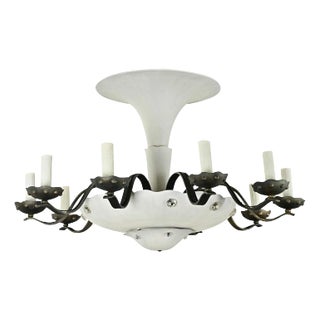 French Vintage Art Deco Style Tole Chandelier For Sale