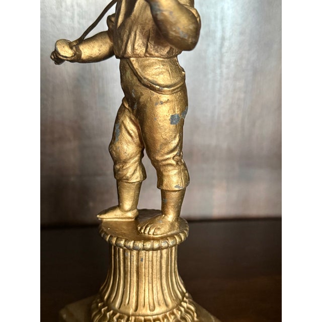 Antique Gilt Spelter Figure of a Boy on Classical Pedestal, Circa 1900 For Sale - Image 16 of 17
