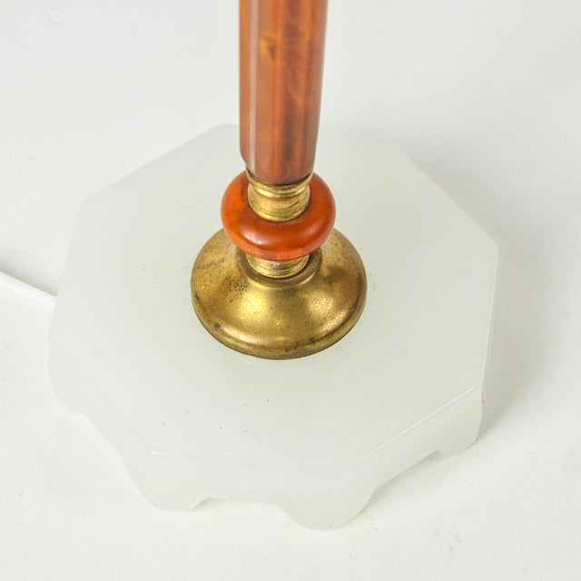 1930s Art Deco Amber Bakelite Boudoir Lamps - a Pair For Sale - Image 13 of 14