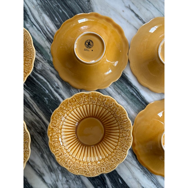 1970s Last Chance!Bordallo Pinheiro Rim Soup Bowl Grapevine Gold - Set of 8 For Sale - Image 5 of 8