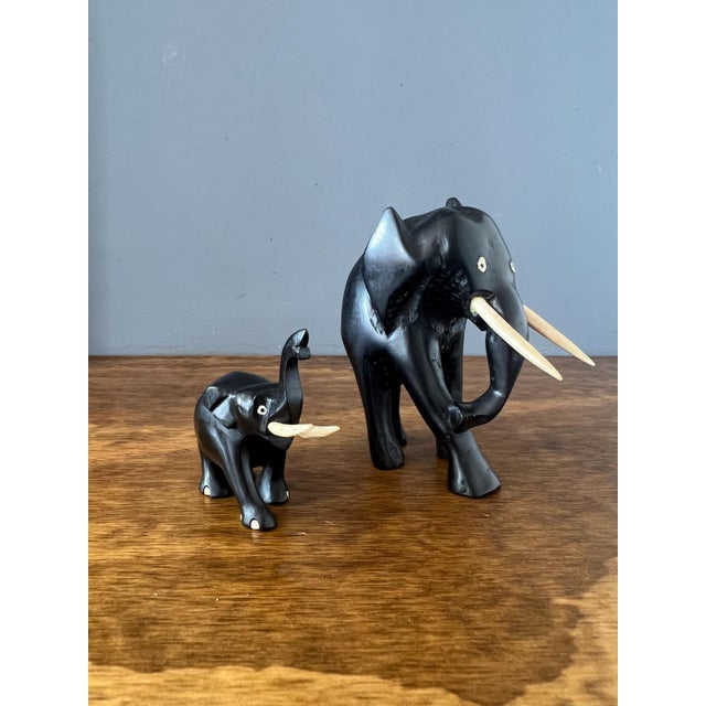 Vintage Hand Carved Ebony Elephant Set For Sale In New York - Image 6 of 9