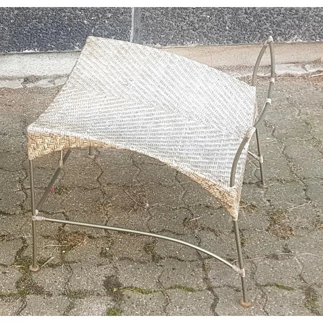 Set of Japanese Rattan Armchair with Ottoman For Sale - Image 5 of 6