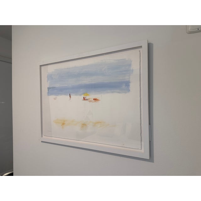 A delicate aquarelle by Italian artist Sebastiano Ciarcia, capturing the calm beauty of the beach. Soft tones and gentle...