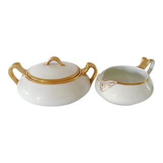 Limoges Gold Rim Cream & Sugar Set For Sale