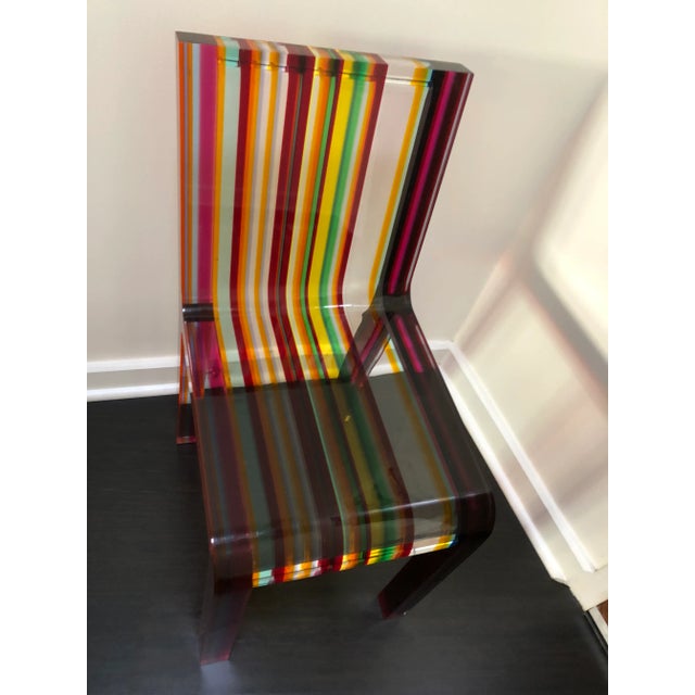 Plastic Patrick Norguet Rainbow Acrylic Side Chair For Sale - Image 7 of 12