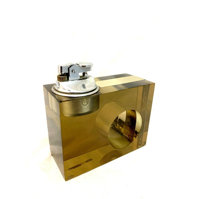 1970s Acrylic Cigar Lighter with Silver Band Attributed to Astrolite, 1970s For Sale - Image 5 of 10