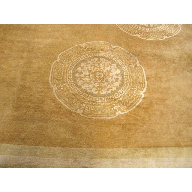 Textile Exceptional Yellow-Green Color Background & Allover Pattern Antique Chinese Art Deco Rug For Sale - Image 7 of 12