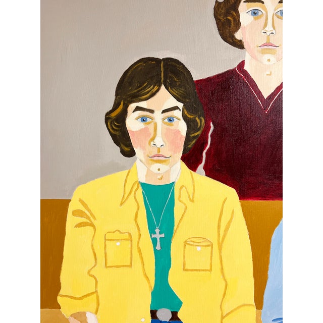 D. 1977 Group Portrait in Manner of Alice Neel Titled "The Boys Are Home" For Sale - Image 4 of 8