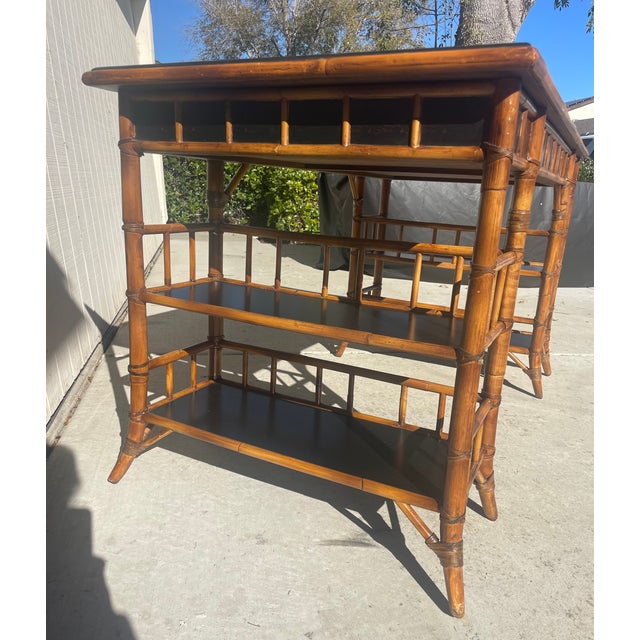 Baker Furniture Desk or Writing Table With Bamboo Chinoiserie Fretwork For Sale - Image 10 of 14