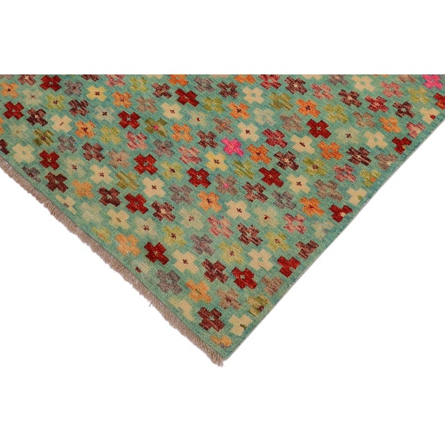 Shabby Chic Balochi Blue/Rust Wool Rug - 3'2''x5'1'' For Sale - Image 4 of 11