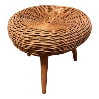 Vintage Woven Foot Stool Attributed to Tony Paul For Sale