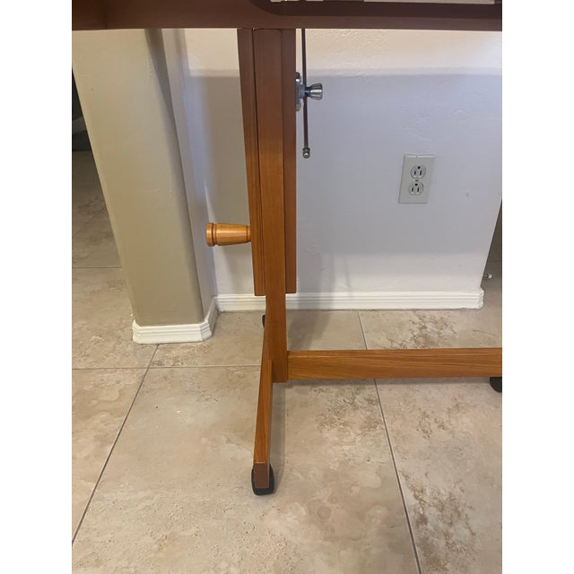 1980s 1980s Furbo Spottrup Style Mid-Century Danish Teak Rolling Adjustable Tray Table For Sale - Image 5 of 11