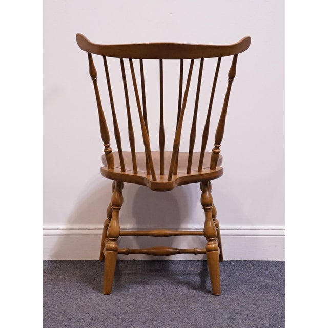 Pennsylvania House Solid Hard Rock Maple Colonial Early American Fiddleback Duxbury Windsor Dining Side Chair For Sale In Kansas City - Image 6 of 12