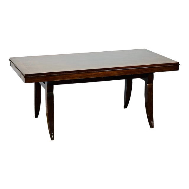 Art Deco Dining Table in Walnut and Diamond Marquetry, France, 1940s For Sale