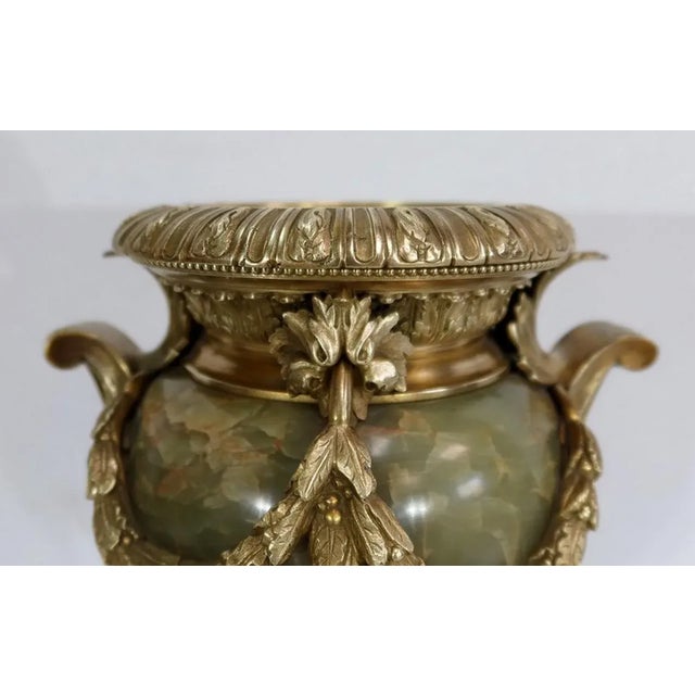 19th Century Louis XVI Style Onyx and Bronze Vases, Set of 2 For Sale - Image 9 of 18